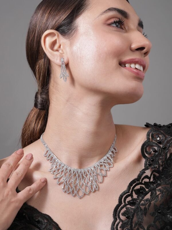 American Diamond Zirconia Cascading Necklace Set